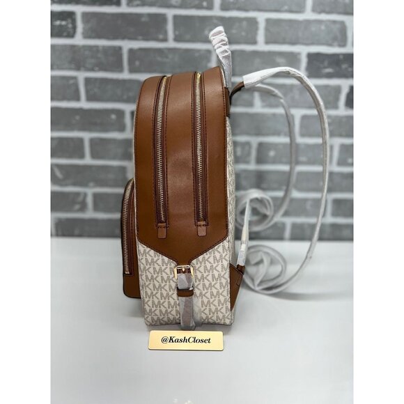 Michael Kors backpack jaycee large front pocket backpack MK signature vanilla - Picture 5 of 11